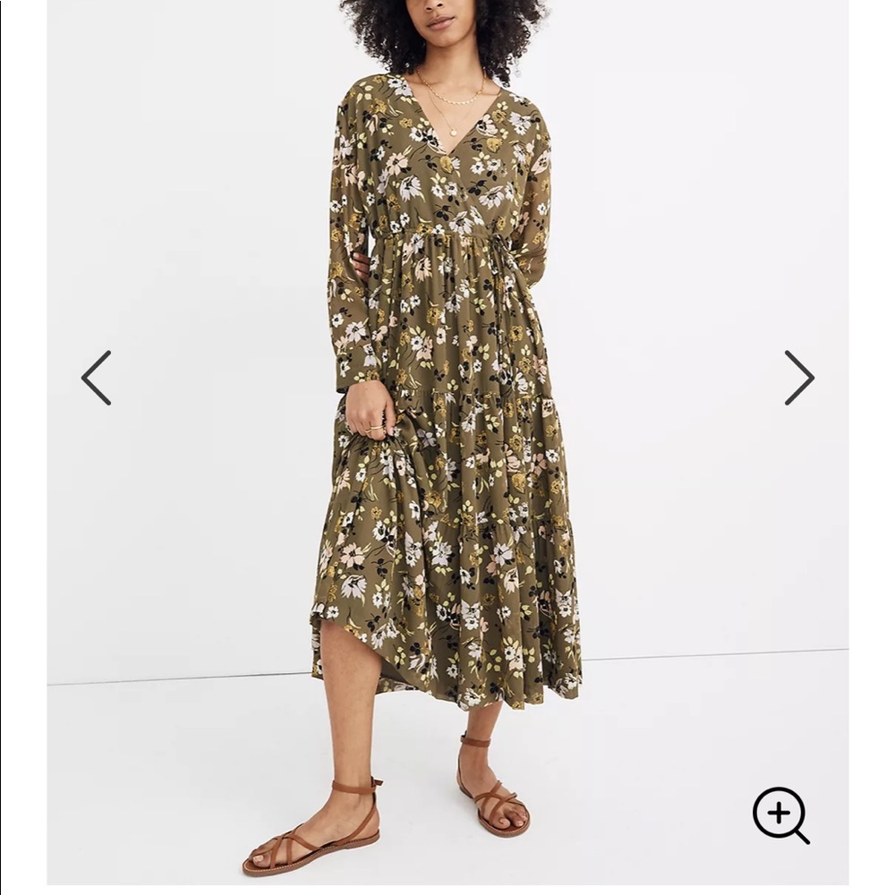 Madewell Cinch-Waist Tiered Midi Dress